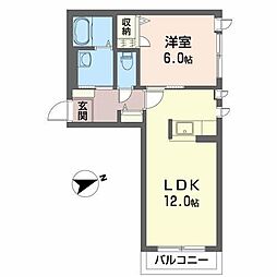 シャーメゾンサリーA 1LDKの間取図画像