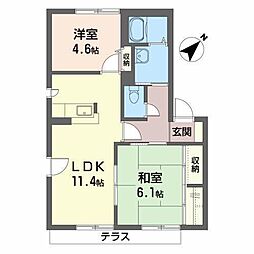 グランドールタモリB 2LDKの間取図画像