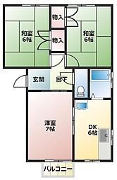 ハーバー秋山 3DKの間取図画像