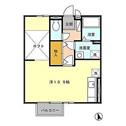 セジュール石堂 ワンルームの間取図画像