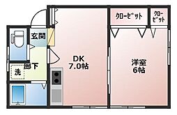 コーポウイング 1DKの間取図画像