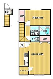 ブルジェオンA 1LDKの間取図画像