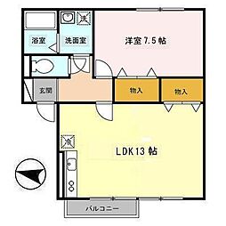 セジュールさびしろB 1LDKの間取図画像