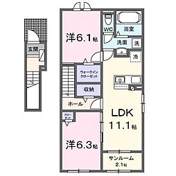 アヴァンティIII 2LDKの間取図画像