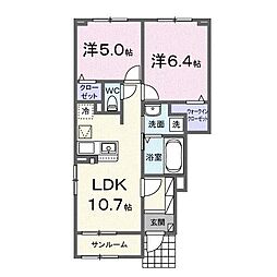 ハレアカラ 2LDKの間取図画像