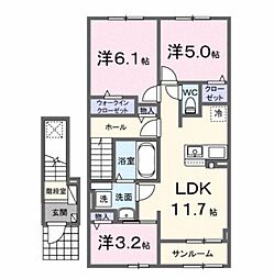 ハレアカラ 2LDKの間取図画像