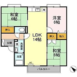 セジュールソレイユB 3LDKの間取図画像