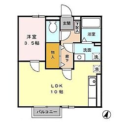 エヴァーグリーンコートA 1LDKの間取図画像