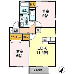 ル・ソレイルDeux 2LDKの間取図画像