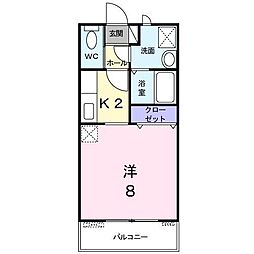 ベルオーブ 1Kの間取図画像