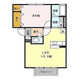 セジュール・ラシュレ1 1LDKの間取図画像