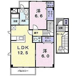 セレス・クールA 2LDKの間取図画像