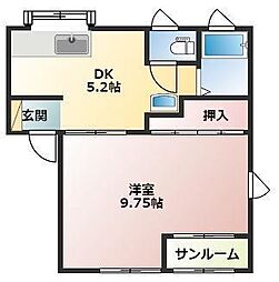 プレミールA 1DKの間取図画像