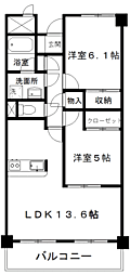 ビューイーストヒルズ 2LDKの間取図画像