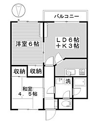 リバーサイドサンオー 2LDKの間取図画像