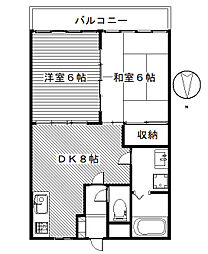プレセランス・アドニード 2DKの間取図画像