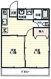 レジデンス愛26 2DKの間取図画像