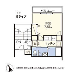 ソックスフィールド 1Kの間取図画像