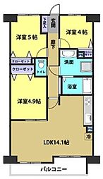 ダイアパレス川越霞ケ関 3LDKの間取図画像