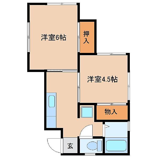 カントリーホーム 102｜千葉県茂原市高師(賃貸アパート2K・1階・32.16㎡)の写真 その2