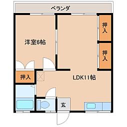聖ハイツ 1LDKの間取図画像