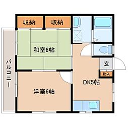 グリーンヴィラ七栄2番館 2DKの間取図画像