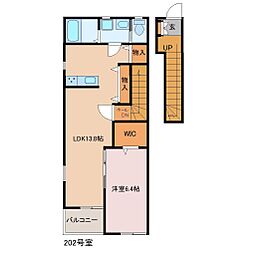 カーム宮久保B 1LDKの間取図画像