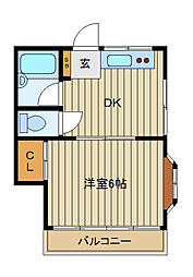 加藤ビル 1DKの間取図画像