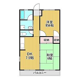 和光ハイツ 2DKの間取図画像