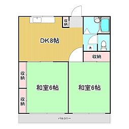 リバーサイドオクダ 2DKの間取図画像