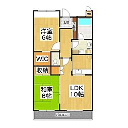 アディナス武蔵浦和 2LDKの間取図画像