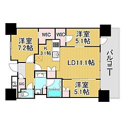 URAWA THE TOWER 1206号室 3LDKの間取図画像