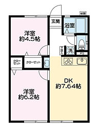 シティハイム東宮原 2DKの間取図画像