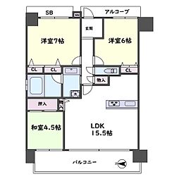 カサーレ大阪城公園 3LDKの間取図画像