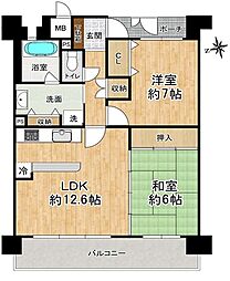 クラウンハイム上町台セントラルラ・カーサ 2LDKの間取図画像
