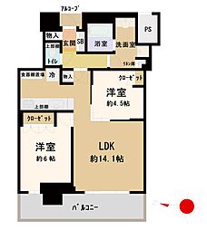 大阪ひびきの街ザ・サンクタスタワー 2LDKの間取図画像