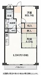 ニューライフ難波 2LDKの間取図画像