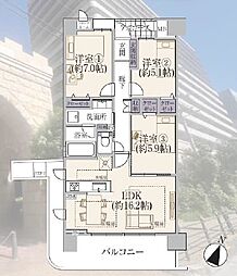 リバーガーデン福島S棟 3LDKの間取図画像