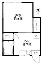 あかつき荘 1DKの間取図画像