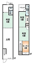 塚本5丁目テラスハウス 3Kの間取り