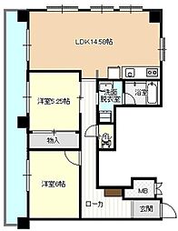 野方丸山ハイツ 2LDKの間取図画像