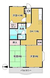 リューデスハイム 3DKの間取図画像
