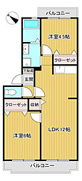 ラフォーレ・久末 2LDKの間取図画像