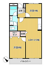 新珠マンション 2LDKの間取図画像