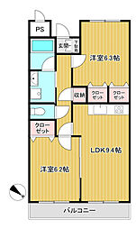 グランシャリオ 2LDKの間取図画像
