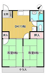 フィールドハイツ 2DKの間取図画像