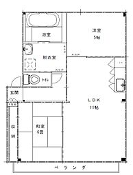 パセオ西開発 2LDKの間取図画像