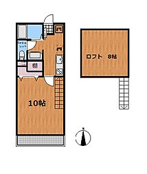M.Bleuet 2階1Kの間取り