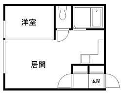 コーボーシングルライフ 1LDKの間取図画像