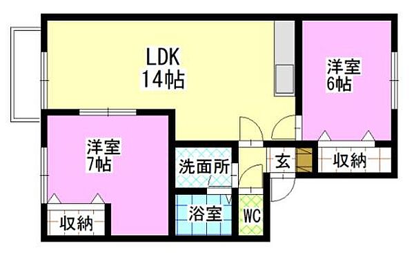 アトランティス今保 Ｂ201｜岡山県岡山市北区今保(賃貸アパート2LDK・2階・57.14㎡)の写真 その2